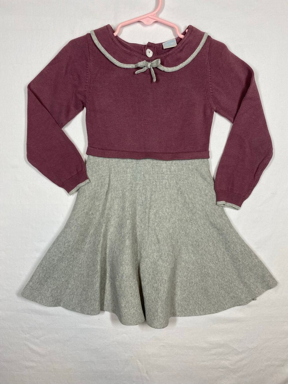 Edgehill Collection Girls' 3T Mauve Gray Dress Long Sleeve Knit Sweater Dress